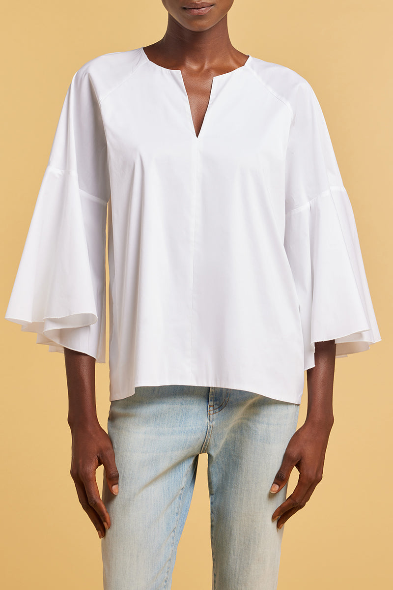 White v-neck blouse