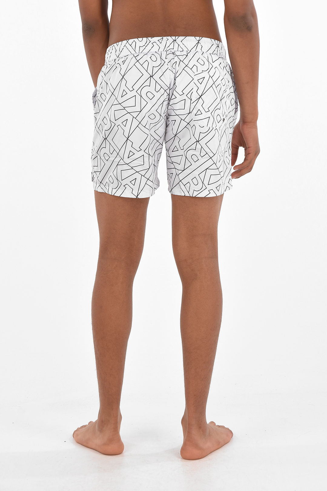 White printed all over karl boxer swimsuit