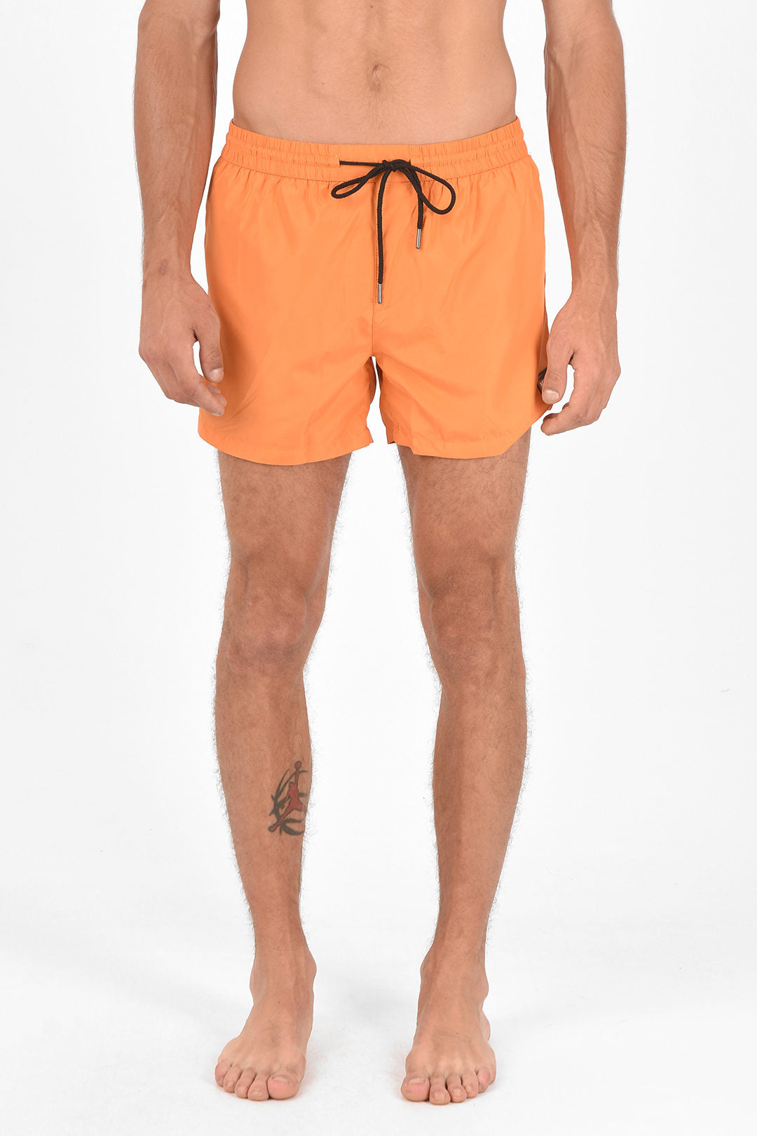 Einfarbiger ethnischer Boxer-Badeanzug mit elastischem Bund orange