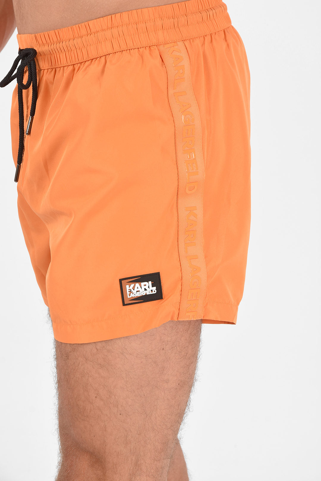 Einfarbiger ethnischer Boxer-Badeanzug mit elastischem Bund orange