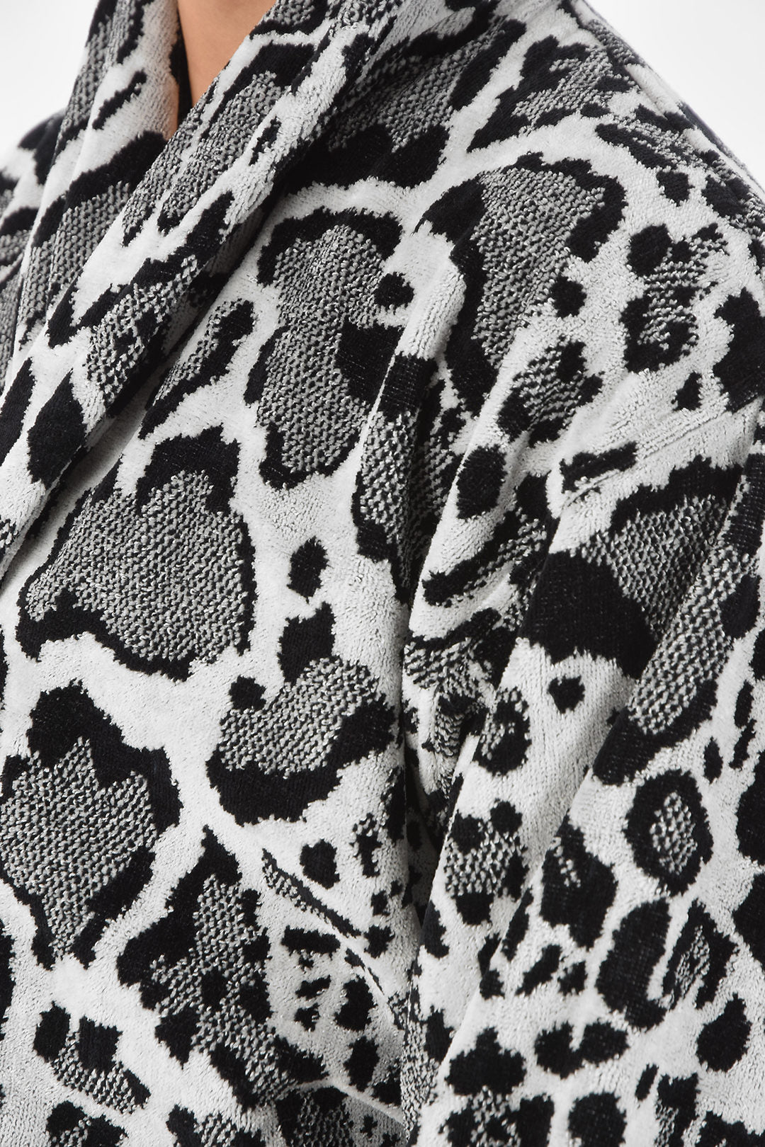 Peignoir en coton imprimé animalier noir et blanc