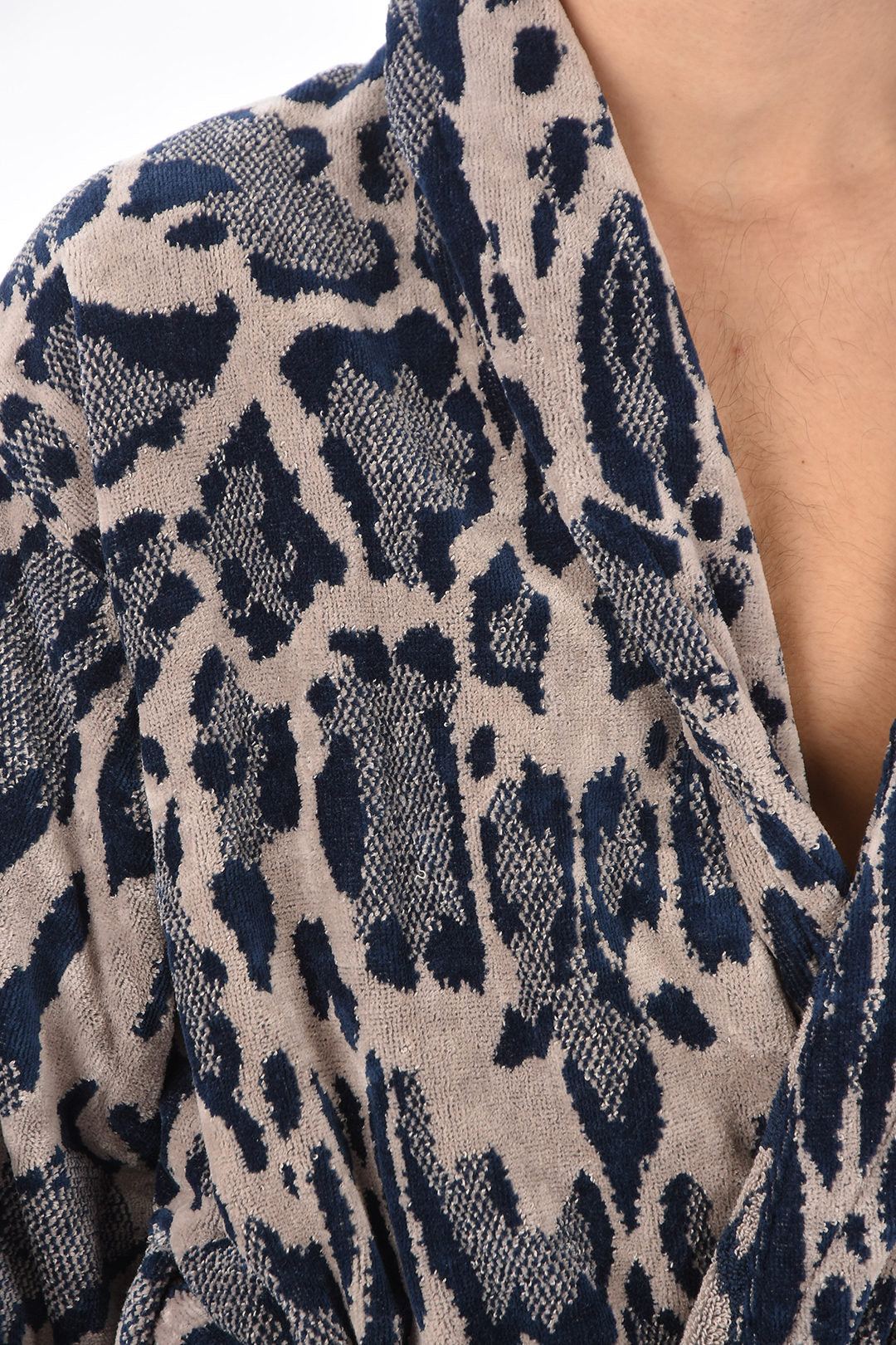 Home animal print cotton bathrobe beige, blue