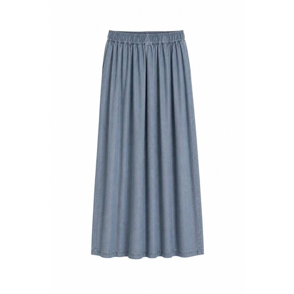 Emma & Gaia | Flared Skirt Buttoned Front Light Denim