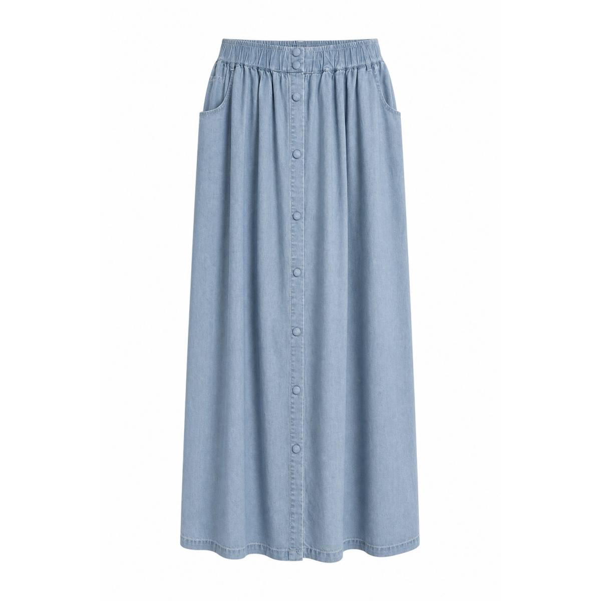 Emma & Gaia | Flared Skirt Buttoned Front Light Denim