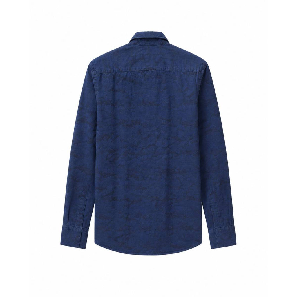 Glanshirt | Fake-Indigo-Jacquard-Medium Blue MEDIUM-BLUE 