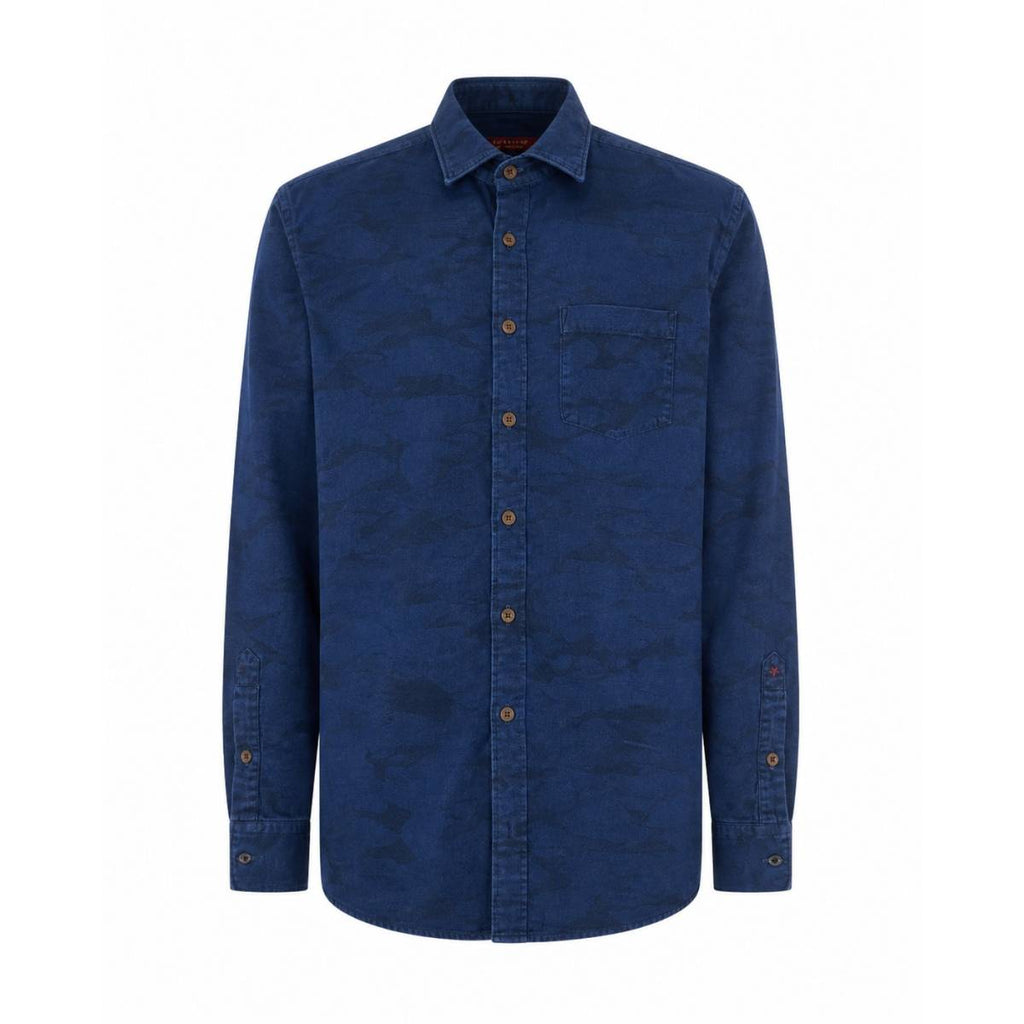 Glanshirt | Fake-Indigo-Jacquard-Medium Blue MEDIUM-BLUE 