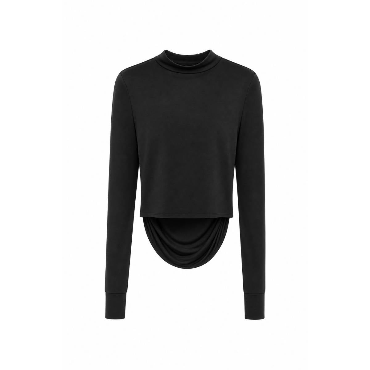 Grifoni | Schwarzes Top aus Jersey mit Raffung an den Seiten Schwarz 