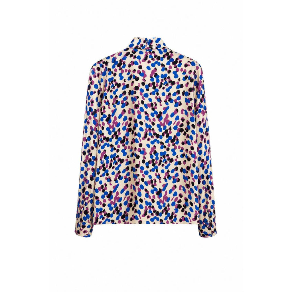 Rue-8isquit | Cyclamen/blue polka dot bow blouse