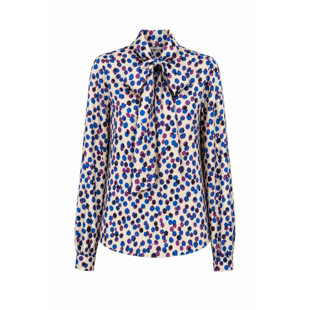 Rue-8isquit | Cyclamen/blue polka dot bow blouse