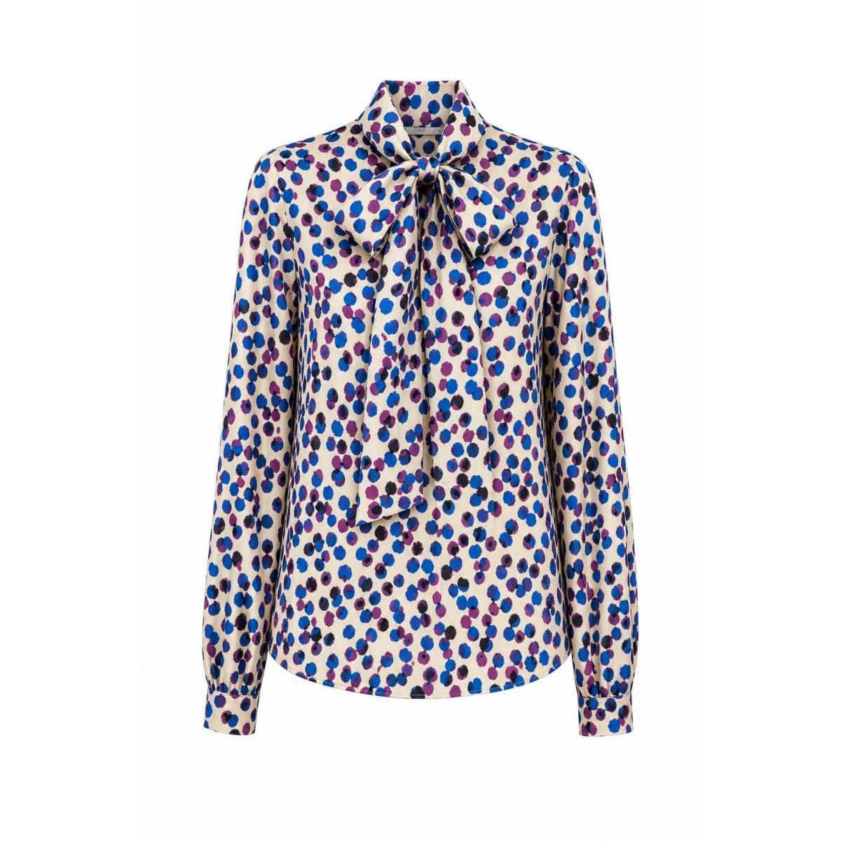 Rue-8isquit | Cyclamen/blue polka dot bow blouse