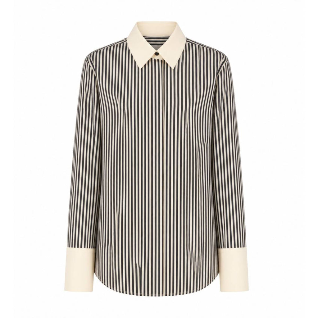 Salvatore Ferragamo | Flou Gestreifter Baumwollsatin Schwarz 