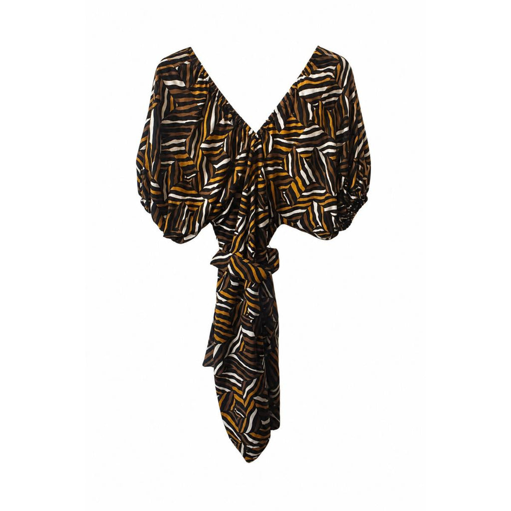 Weekend Max Mara | Vestido corto con estampado de algodón ocre 