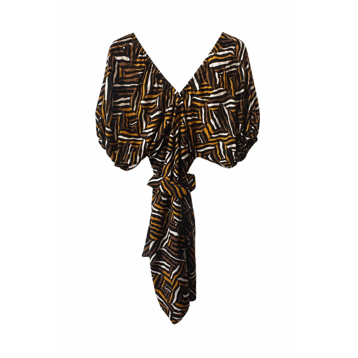 Weekend Max Mara | Vestido corto con estampado de algodón ocre 