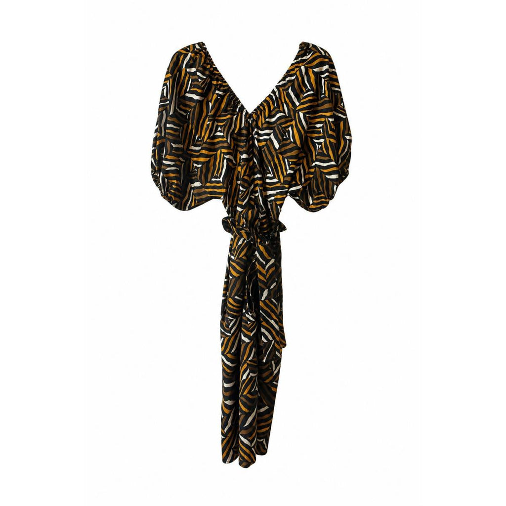 Weekend Max Mara | Vestido corto con estampado de algodón ocre 