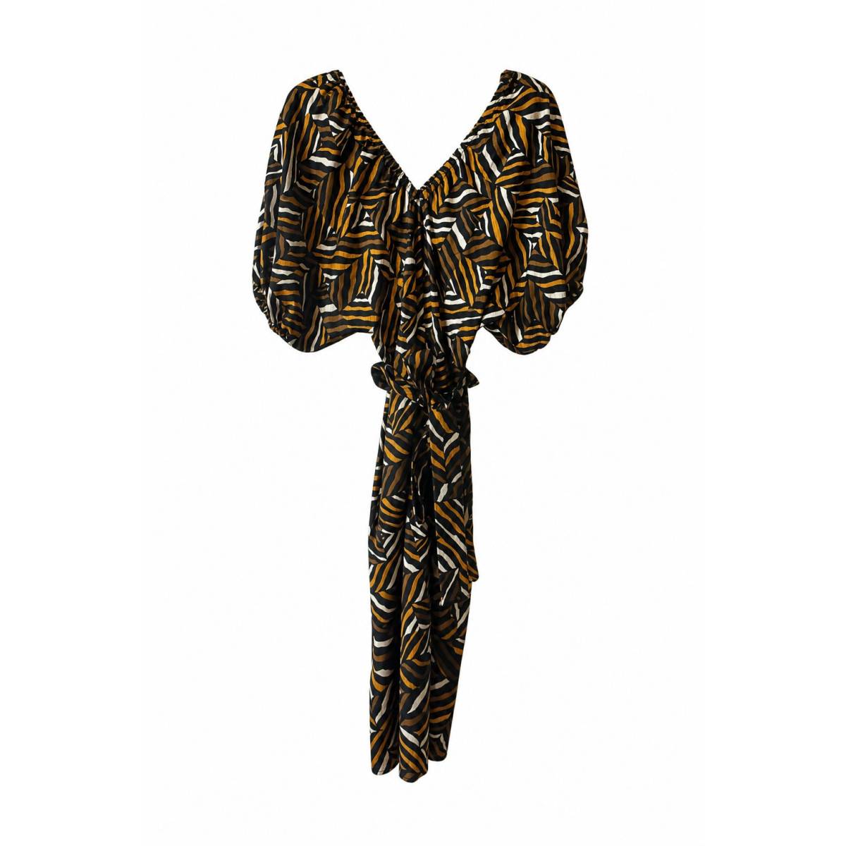Weekend Max Mara | Vestido corto con estampado de algodón ocre 