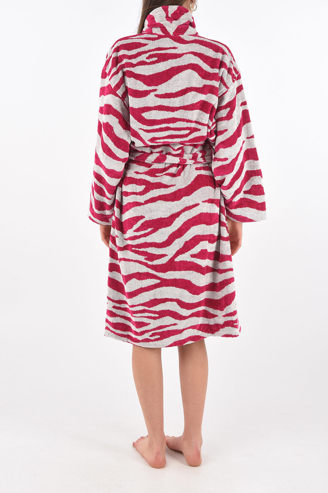 Home zebra print terry bathrobe white, pink